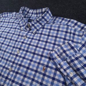 Polo Ralph Lauren Shirt Mens‎ 3XB Blue Gingham Check Oxford Button Down Big